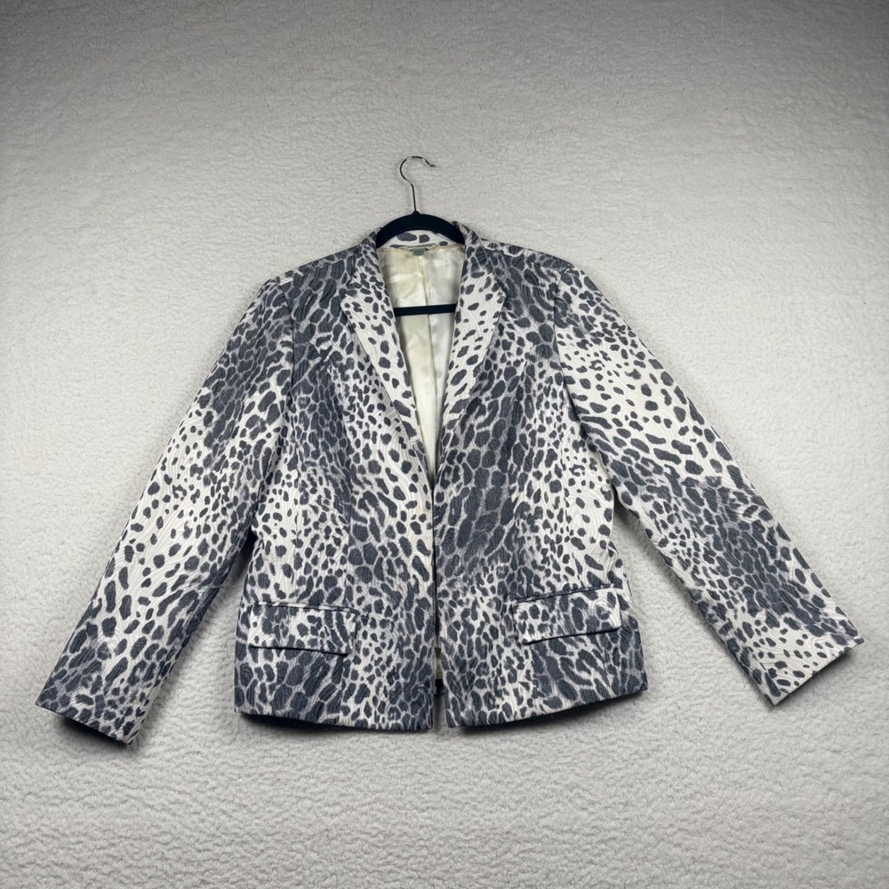 Austin Reed Blazer Women Leopard Animal Print Textured Jacket 12 Office Mob Wife
